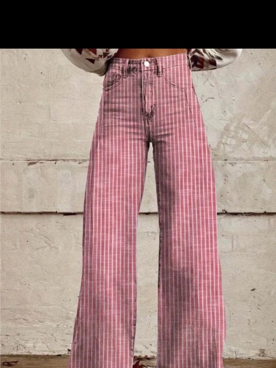 None Denim - Red and White Striped Pants